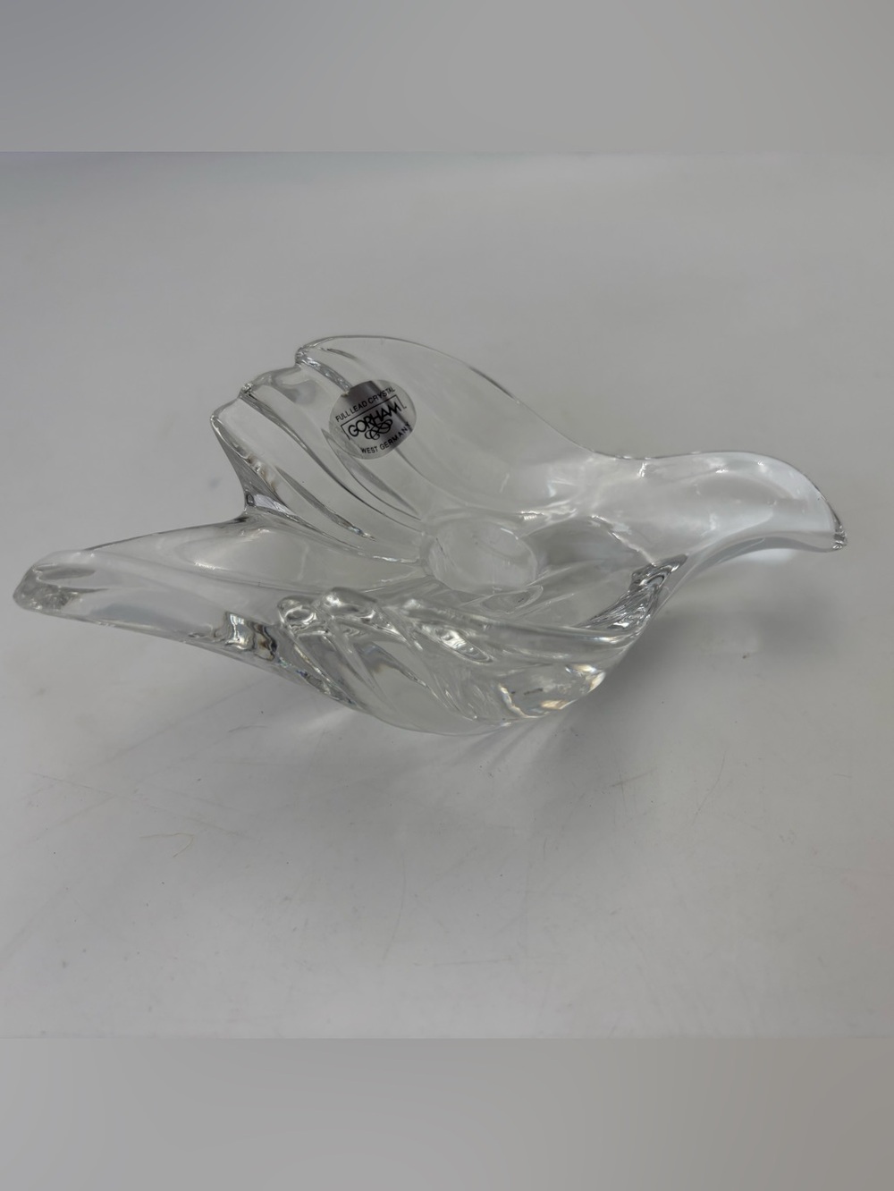 Vintage Gorham Full Lead Crystal Swallow Taper Candle Holder - West Germany